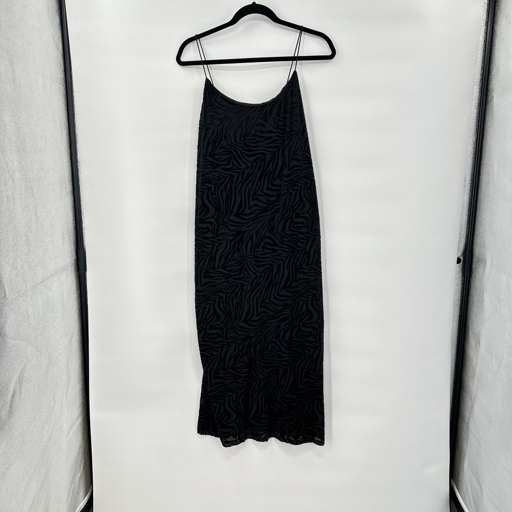 New‎ Y2K Velvet Burnout Slip Dress 1X Black Zebra Indie Soft Grunge Festival